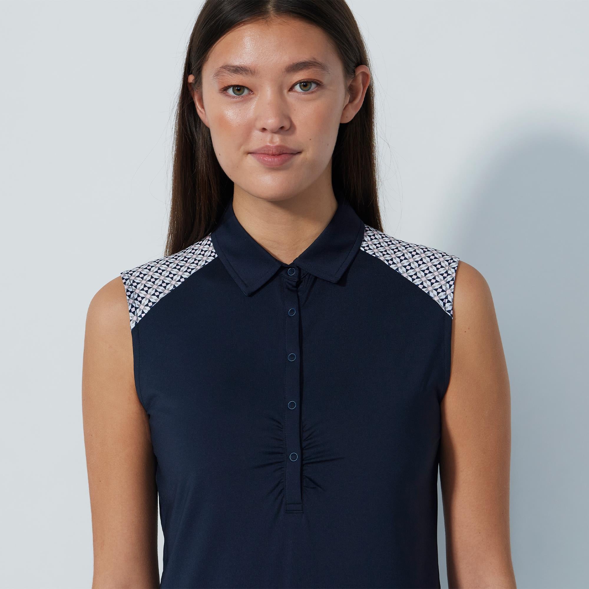 Daily Sports Chic Ladies Sleeveless Golf Polo Shirt Navy